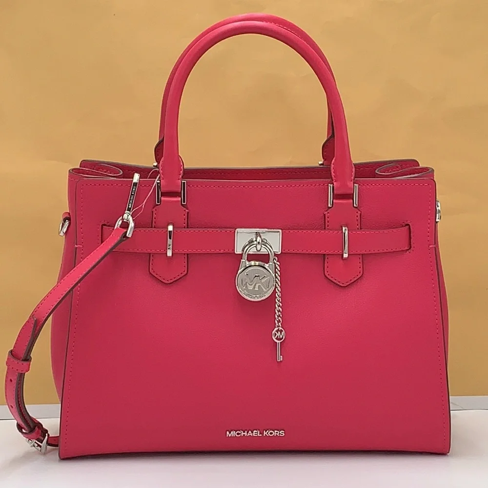MICHAEL KORS HAMILTON MEDIUM SATCHEL   COLOR: Electric Pink  NWT - Picture 2 of 16